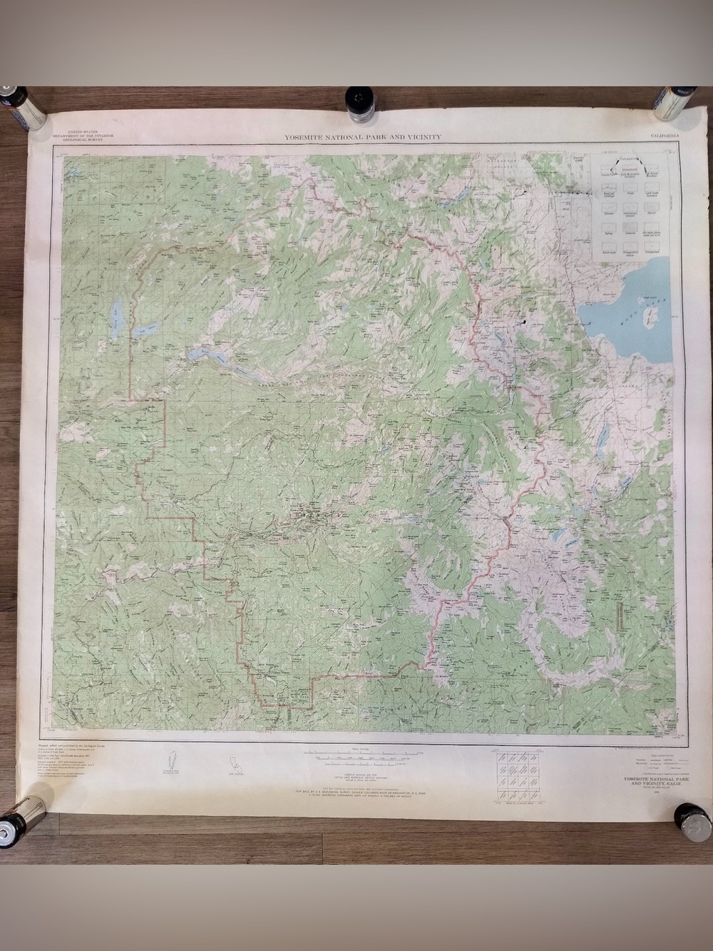 Vintage 1958 Yosemite National Park USGS Topographic Map Large 32x31" California